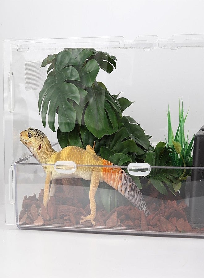 WOLEDOE Reptile Plants for Terrarium, Ball Python Tank Decor Accessories fit Bearded Dragon Crested Leopard Gecko Lizard Chameleon Snake Frog Tortoise Hermit Crab - Fake Monstera - Image 4